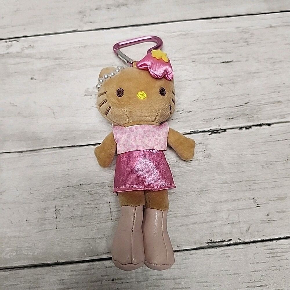 Hello Kitty 90s Style Pink Leopard Pattern Plush | Keychain/Bag Charm Mascot - Picture 2 of 12